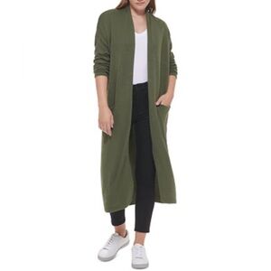 NWT Calvin Klein Jeans Womens Size M Olive Green Open Front Duster Cardigan $129